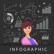 Set of statistical infographic elements for business