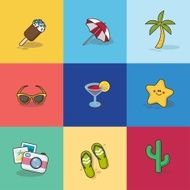 Collection of Summer Icons in Flat Design