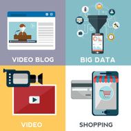 Colorful business marketing and online shopping