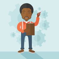 African lecturer with gears background N2