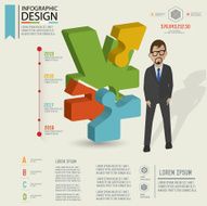 Finance puzzle info graphic design character design clean vector