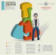 Science puzzle info graphic design character design clean vector