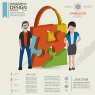 Shopping bag puzzle info graphic design character design clean vector