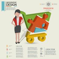 Shopping cart puzzle info graphic design character design clean vector