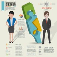 Puzzle info graphic design character design clean vector
