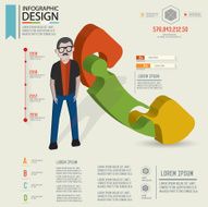 Telephone puzzle info graphic design character design clean vector