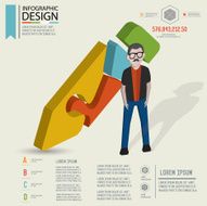 Pencil puzzle info graphic design character design clean vector