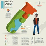 Science puzzle info graphic design and character clean vector