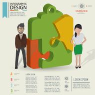 Document puzzle info graphic design and character clean vector