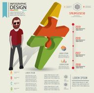 Thunder puzzle info graphic design and character clean vector