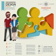 Video puzzle info graphic design and character clean vector