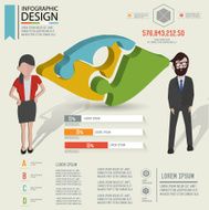 Eye puzzle info graphic design and character clean vector