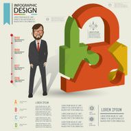 Lock puzzle info graphic design and character clean vector