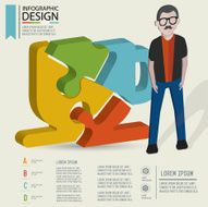 Coffee puzzle info graphic design character design clean vector
