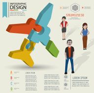 Airplane puzzle info graphic design and character clean vector