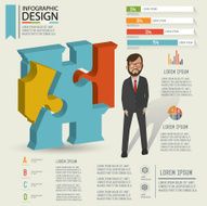 Binocular puzzle info graphic design and character clean vector