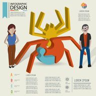 Spider puzzle info graphic design and character clean vector