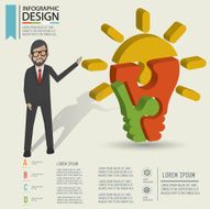 Light bulb puzzle info graphic design and character clean vector