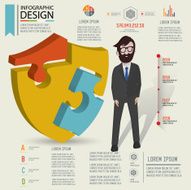 Badge puzzle info graphic design and character clean vector