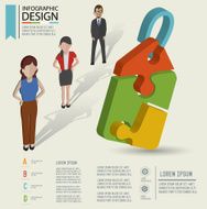 Tag puzzle info graphic design and character clean vector