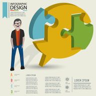 Speech puzzle info graphic design and character clean vector
