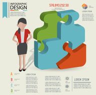 Puzzle info graphic design and character clean vector N8