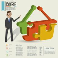 Basket puzzle info graphic design and character clean vector