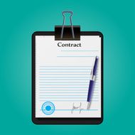 The contract document signed and sealed vector illustration