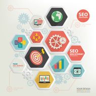 SEO marketing Info graphic design clean vector