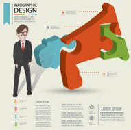 Megaphone puzzle three dimension info graphic design clean vector