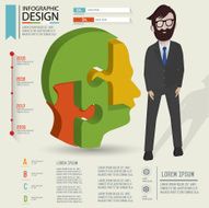 Head puzzle three dimension info graphic design clean vector