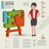 Puzzle three dimension info graphic design clean vector