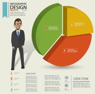 Circle chart three dimension info graphic design clean vector