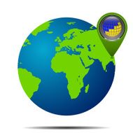 Map of the world globe with shadow on white background N2