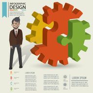 Gear three dimension info graphic design clean vector