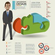 Cloud three dimension info graphic design clean vector