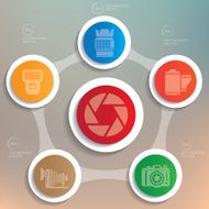 Shutter and photography info graphic design clean vector