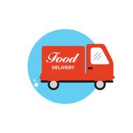 Icon with Flat Graphics Element of Food Delivery Car Vector