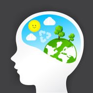 Eco thinking head icon and nature ecology concept