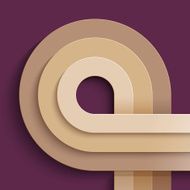 Infographics crossing beige paper circles on purple background