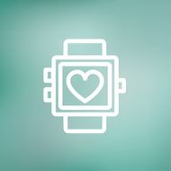 Wristwatch with heart display thin line icon N2