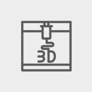 Three D printer thin line icon N2