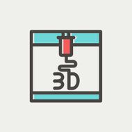 Three D printer thin line icon N4