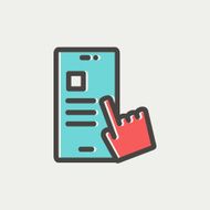 Smartphone and hand checking of work task schedule thin line N3