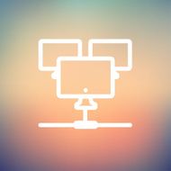 Three touchscreen devices thin line icon