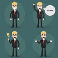 Set of businessman characters poses Vector EPS10 N2