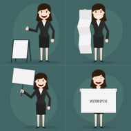 Set of businessman holding blank sign characters poses Vector EP