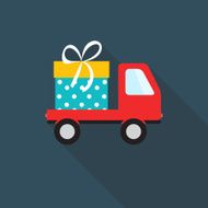 Free Delivery Icon with Long Shadow Vector Illustration N3