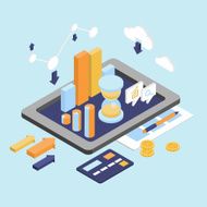 Flat 3d Isometric Business Finance Analytics Chart Graphic Report