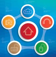 Media and technology info graphic design clean vector